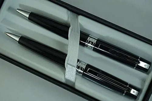 Sheaffer 300, Glossy Black with partial marble cap, Satin Chrome Plate Appointments, Ballpoint Pen & 0.7mm Pencil Set Sheaffer