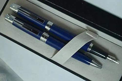 Sheaffer Cross 300 Collection II Metallic Midnight Blue, Compact, Polished Barrel and Appointments Medium Fountain Pen and Ballpoint pen set - crosspenmall.com