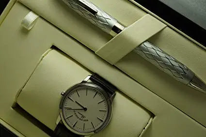 Sheaffer LTD Edition West end Alexandria with Sapphire Crystal Glass Swiss Wrist Watch Diamond Cut Legacy Heritage with Emperor's Silver & Palladium Trim Ballpoint Pen Set Sheaffer
