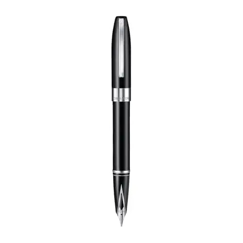 Sheaffer Legacy 9064 Glossy Black Fountain Pen Medium Inlaid Nib with Palladium-Plated Trims with pen pouch Sheaffer
