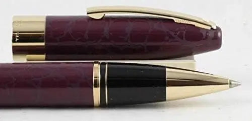 Sheaffer Made in USA Hand Made Legacy Heritage Look of Leather Special Limited Edition Burgundy and 22kt Gold Rollerball Pen cross