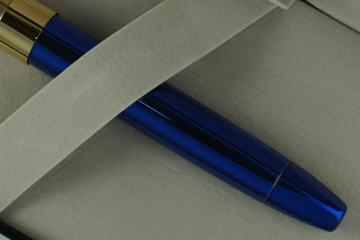 Sheaffer Made in the USA Legacy in Cobalt Blue Lacquer with 22KT Brushed Gold Rollerball Pen. cross