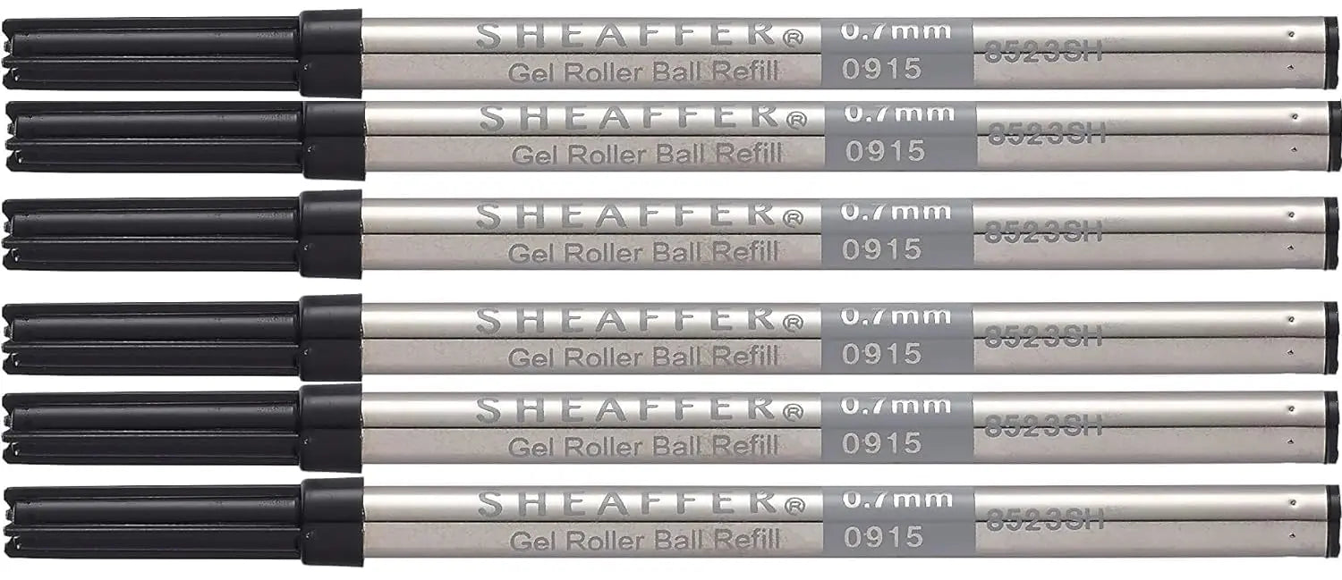 Sheaffer Medium Point C-Style Gel Ink Refills for Rollerball Pens, (Bulk Pack of 6/Pack) in Storage Tube .Fits Award, Pop & All Selective Cross Rollerball pens(8523SH) 6ct/pk (New Version) Black Sheaffer