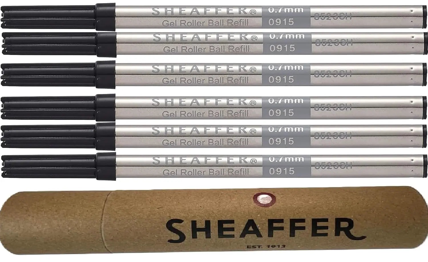 Sheaffer Medium Point C-Style Gel Ink Refills for Rollerball Pens, (Bulk Pack of 6/Pack) in Storage Tube .Fits Award, Pop & All Selective Cross Rollerball pens(8523SH) 6ct/pk (New Version) Black Sheaffer