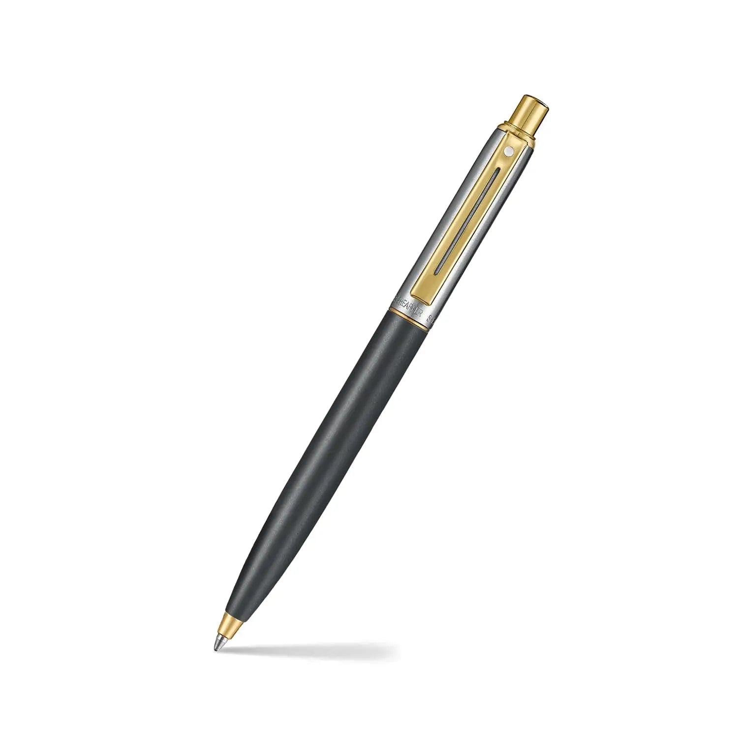 Sheaffer Sentinel Metal 334 Matte Black Barrel and Brushed Chrome Cap Ballpoint Pen with Gold Trims Sheaffer