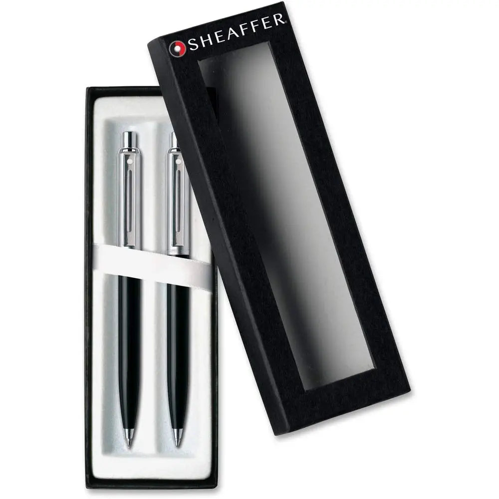 Sheaffer Sentinel, Black Resin Barrel, Chrome Cap, Nickel Plate Trim, Ballpoint cross