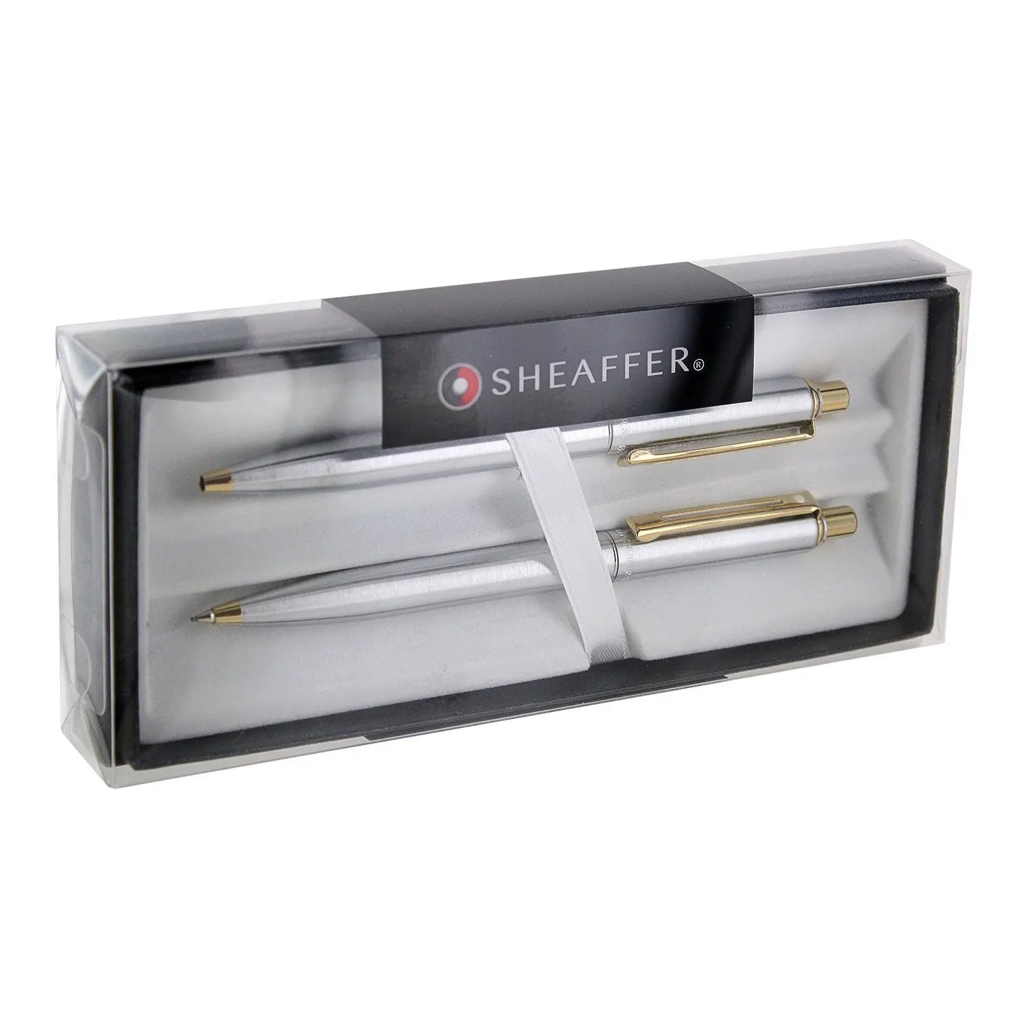 Sheaffer Sentinel, Brushed Chrome Cap & Barrel, Gold Plate Trim, Ball Point Pen & 0.7mm Pencil Set (E932551DC) Sheaffer