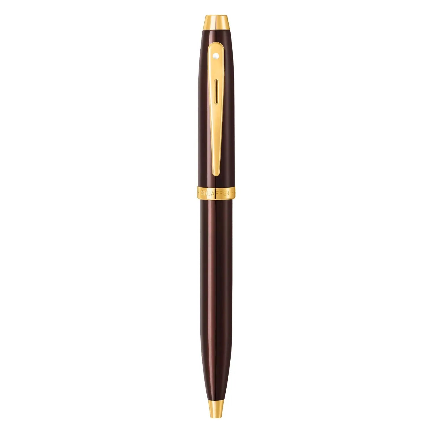 Sheaffer® 100 9370 Glossy Coffee Brown Ballpoint Pen With PVD Gold-Tone Trim - My Store