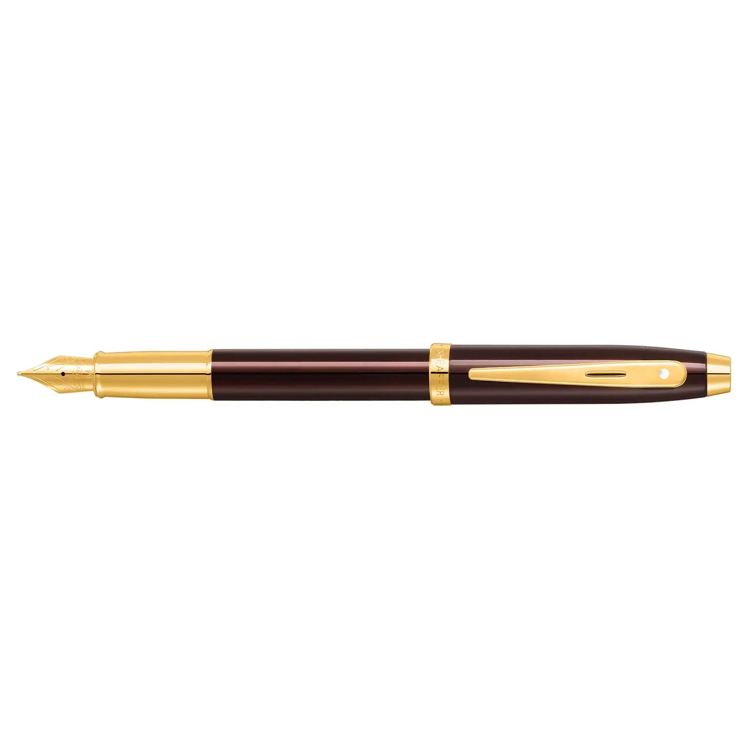Sheaffer® 100 9370 Glossy Coffee Brown Fountain Pen With PVD Gold-Tone Trim - Medium - My Store