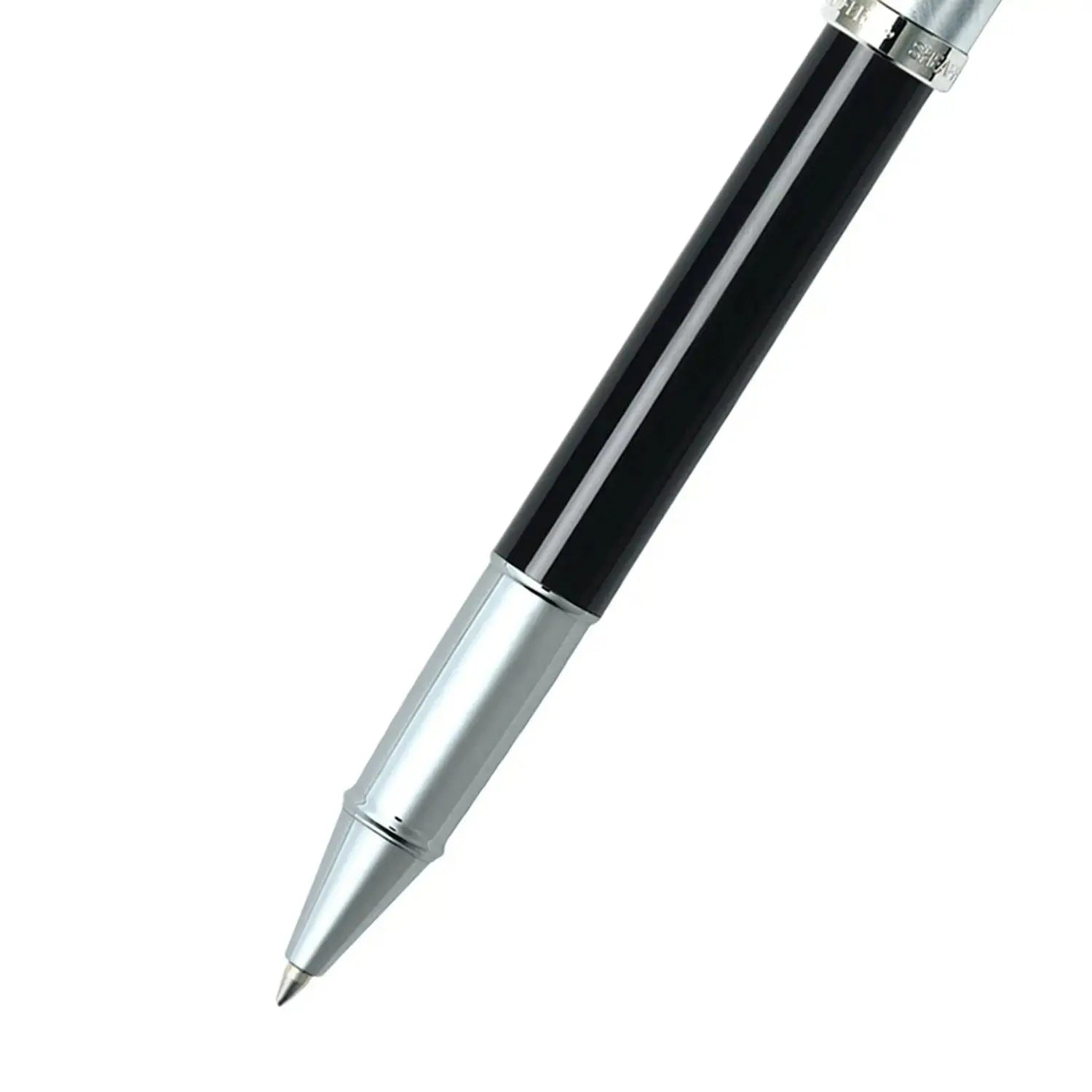 Sheaffer® 100 Glossy Black Barrel Brushed Chrome Cap Rollerball Pen - crosspenmall.com