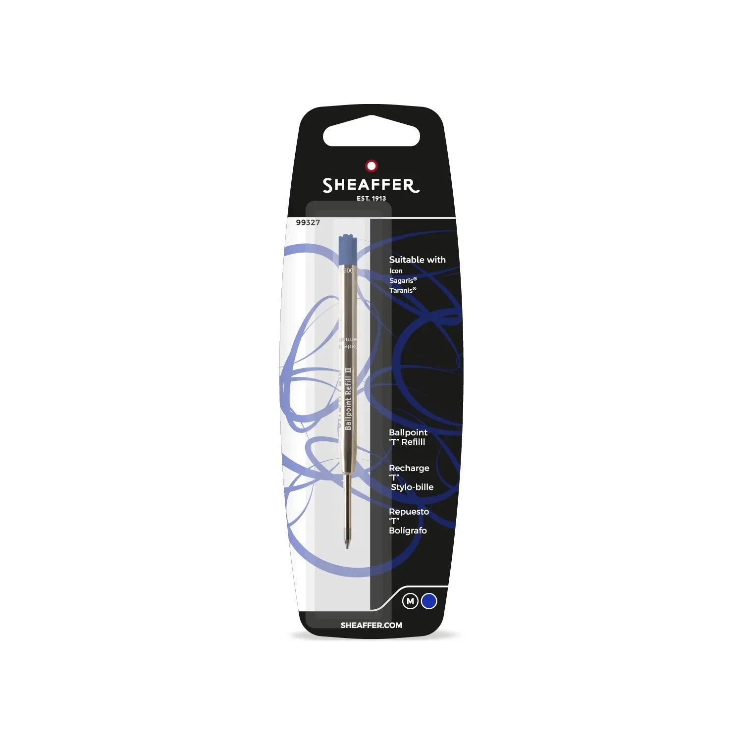 Sheaffer® Ballpoint Refill "T" Style - Blue Medium Blister Card (fits Sagaris, Taranis & Stylus) - My Store