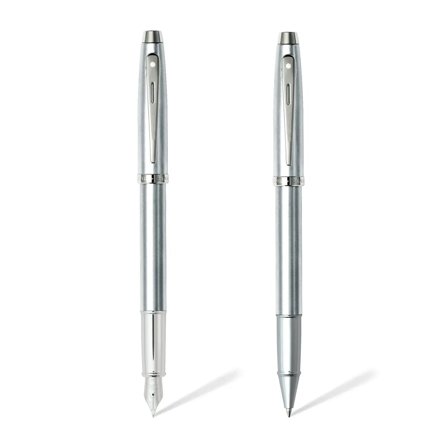 Sheaffer® Gift Set ft. Brushed Chrome S100 9306 with Chrome Trim as Set of 2 pens - Rollerball Pen & Fountain pen (M) - My Store