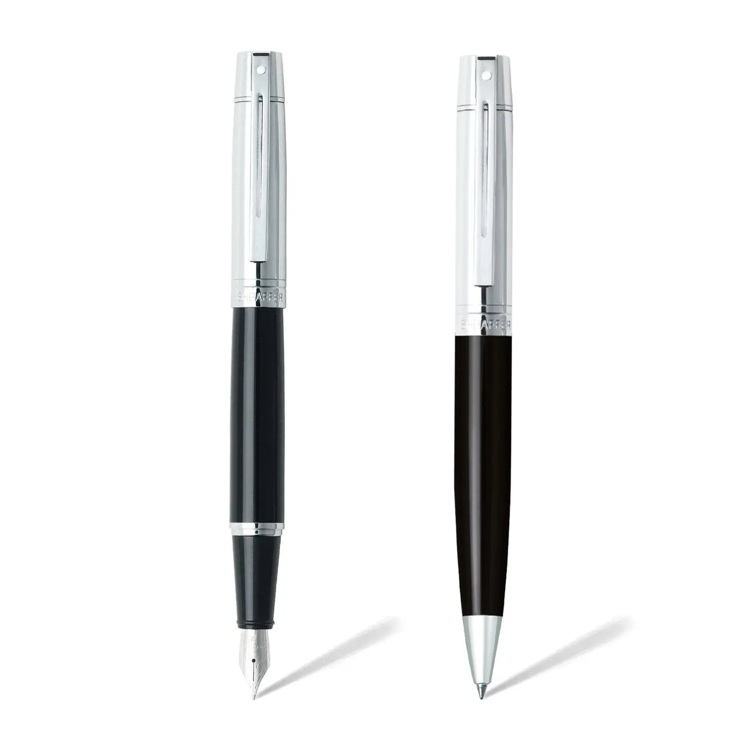 Sheaffer® Gift Set ft. Glossy Black S300 9314 with Chrome Trim as Set of 2 pens - Ballpoint Pen & Fountain pen (M) - My Store