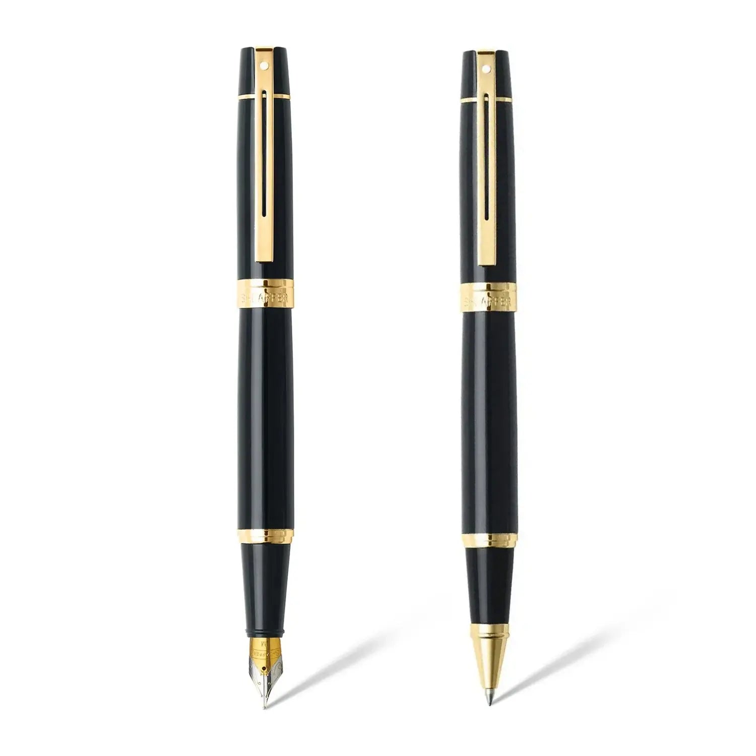 Sheaffer® Gift Set ft. Glossy Black S300 9325 with Gold Tone Trim as Set of 2 pens - Rollerball Pen & Fountain pen (M) - My Store