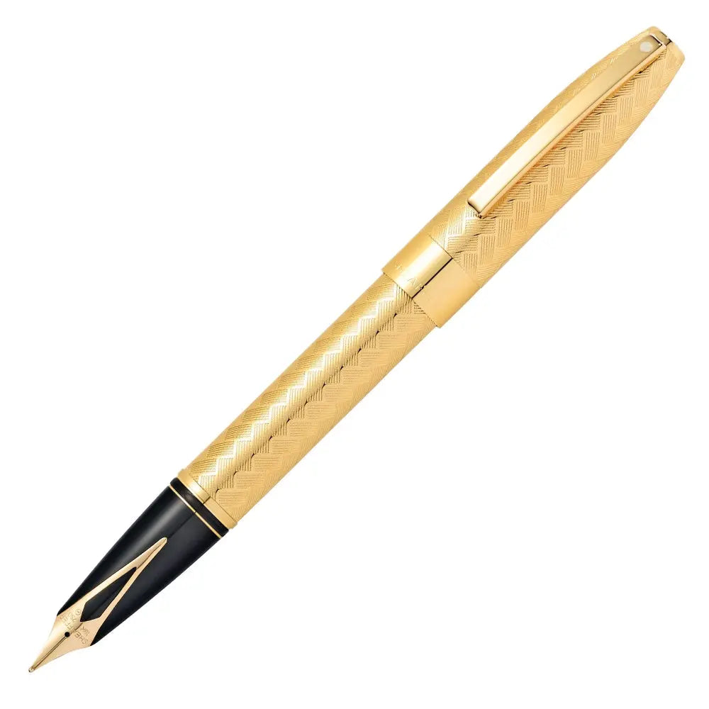Sheaffer® Legacy 18KT Solid Gold Medium nib Fountain Pen with 23KT Gold Engraved Chevron Pattern Sheaffer