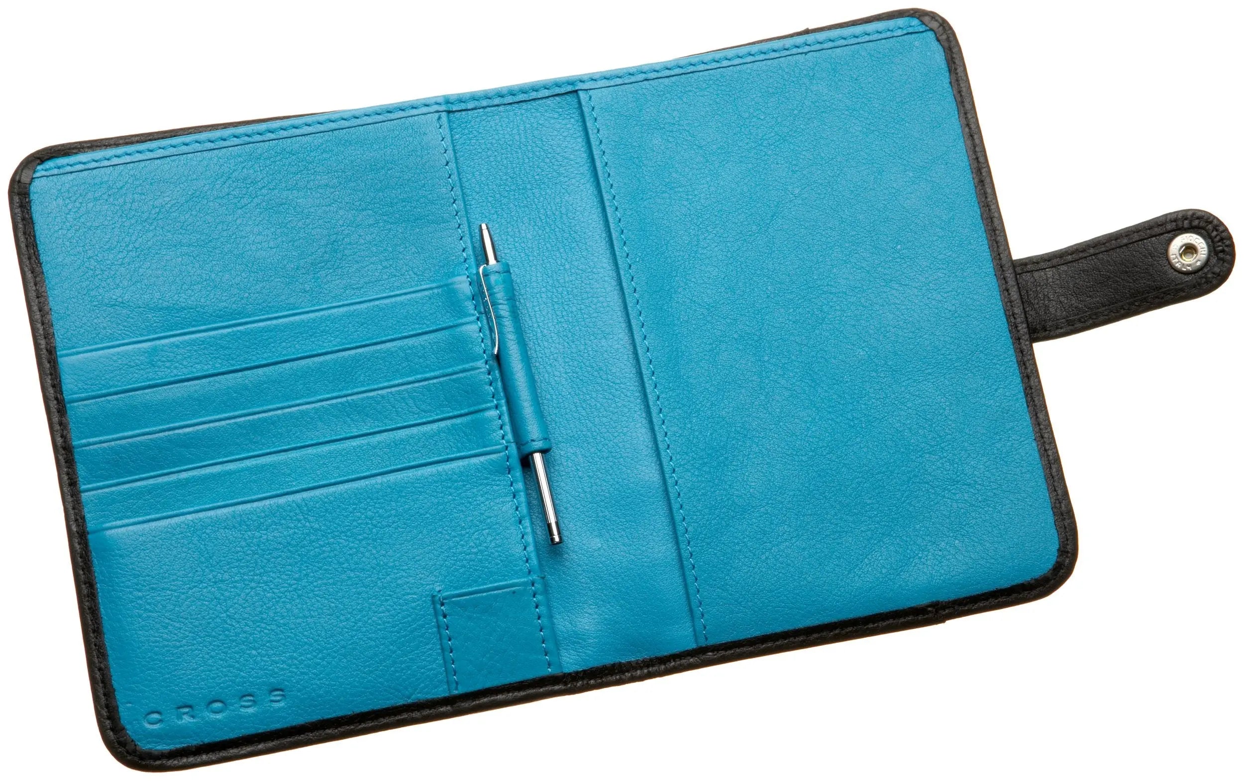 Cross Autocross AC209-1A Women's Money Wallet Collection Passport Wallet (Black/Turquoise) Cross