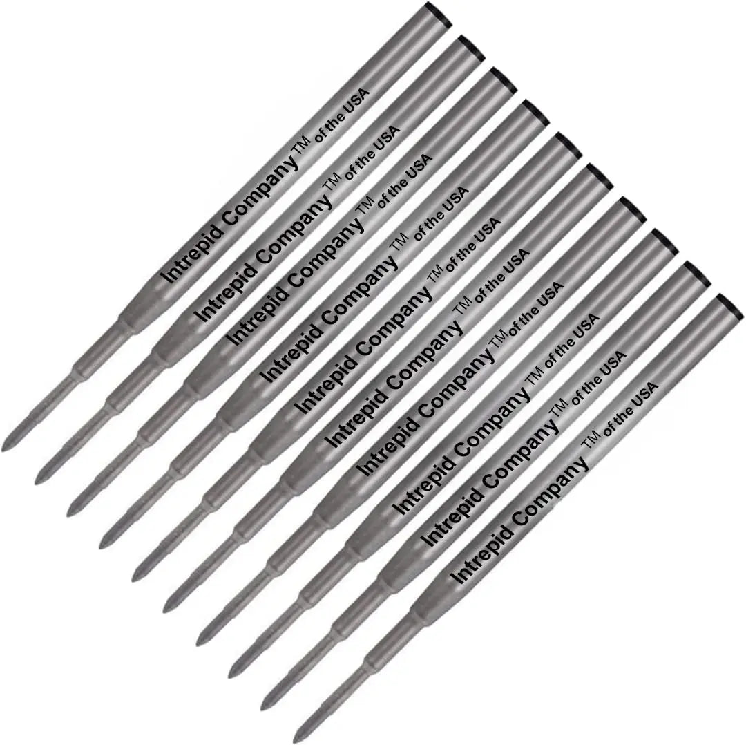 10 Genuine Intrepid Ballpoint Pen Refills for Montblanc Twist Style Pens, Medium Point, Bulk Packed (Black) Intrepid