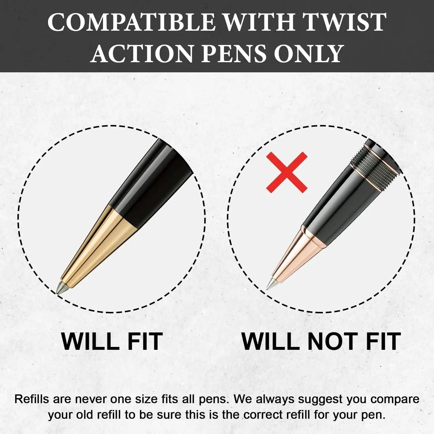 10 Genuine Intrepid Ballpoint Pen Refills for Montblanc Twist Style Pens, Medium Point, Bulk Packed (Black) Intrepid