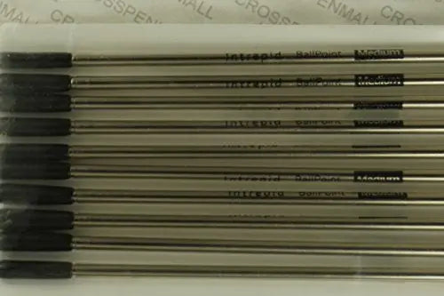 10 Genuine Intrepid New Generation and Capped Black Ink Refill for Cross ballpoint pens. Medium Point - Smooth Flow Intrepid