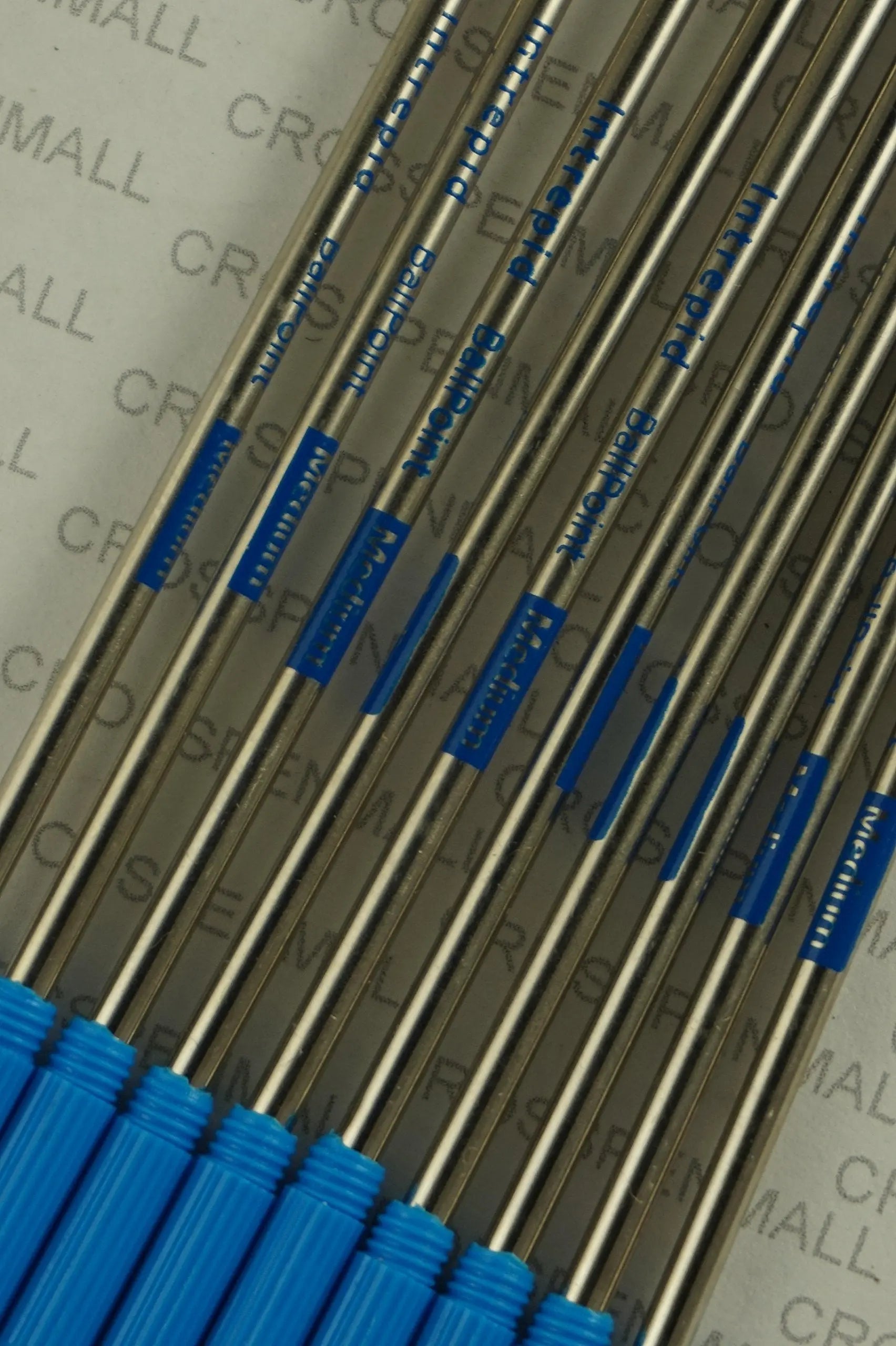 10 Genuine and Branded Intrepid Medium Ballpoint Refills for Cross Ballpoint Pens. Protective seal on tip for shelf life Longevity (Bulk Pack) (BLUE) INTREPID COMPANY