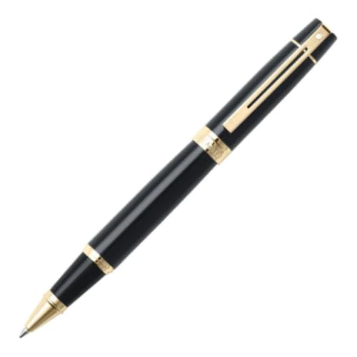 Sheaffer 300 Glossy black with Gold Trim Pen and Leather Pouch Gift Set (Rollerball) Sheaffer