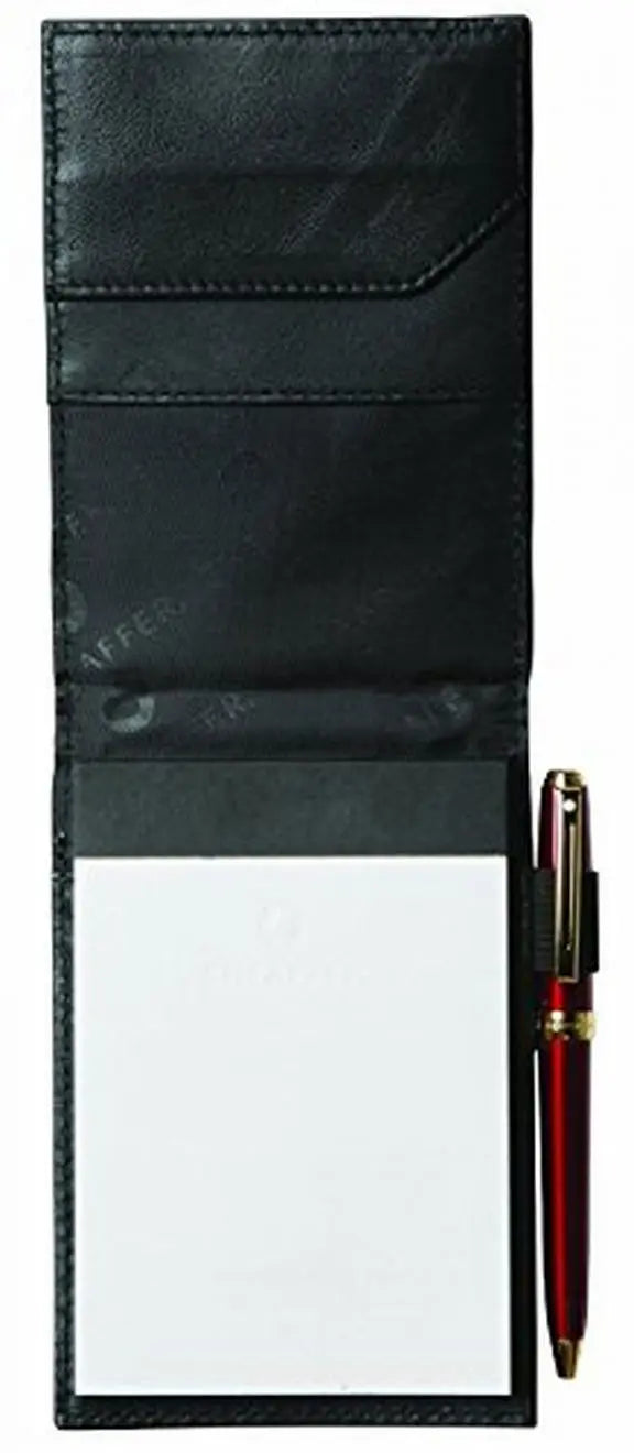 Sheaffer 100% Full Grain Leather and 1680D Ballistic Nylon Notepad Holder / Jotter with Pen Loop, Front Pockets 5" x 3 1/2". - crosspenmall.com