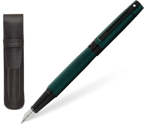 Sheaffer 300 Matte Green Pen with Contrating Black PVD Trims and Matching Pouch gift Set Sheaffer