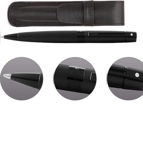 Sheaffer 300 Matte Black Lacquer Pen with PVD Trims and Matching Pouch gift Set Sheaffer