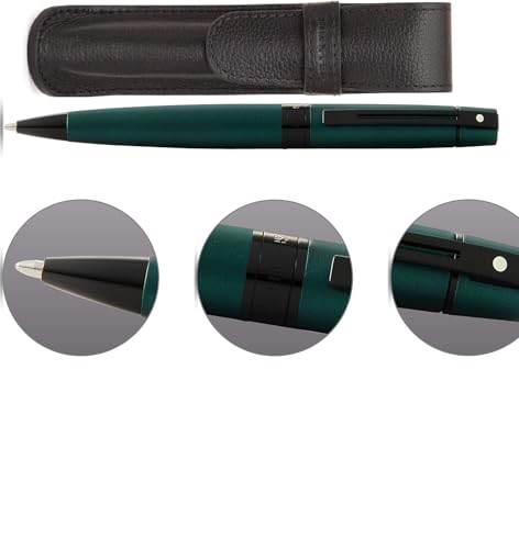 Sheaffer 300 Matte Green Pen with Contrating Black PVD Trims and Matching Pouch gift Set Sheaffer