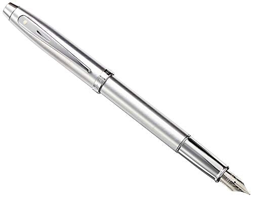 Sheaffer 100 Brushed Chrome Fountain Pen with Chrome Trim and Fine Nib Sheaffer