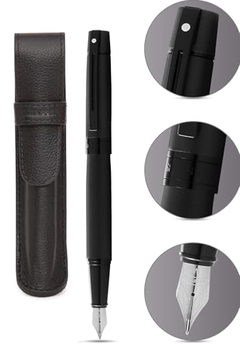 Sheaffer 300 Matte Black Lacquer Pen with PVD Trims and Matching Pouch gift Set Sheaffer