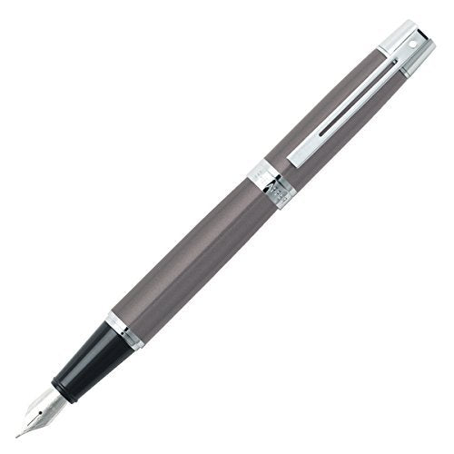 Sheaffer 300, Metallic Grey, Chrome Plate Trim, Fountain Pen: Medium Nib (E0932953) by Sheaffer - crosspenmall.com