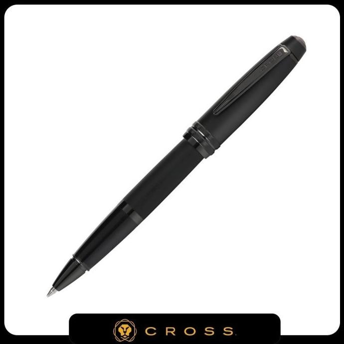 Cross Bailey Matte Black Lacquer Rolling Ball Pen with polished black PVD appointments Cross