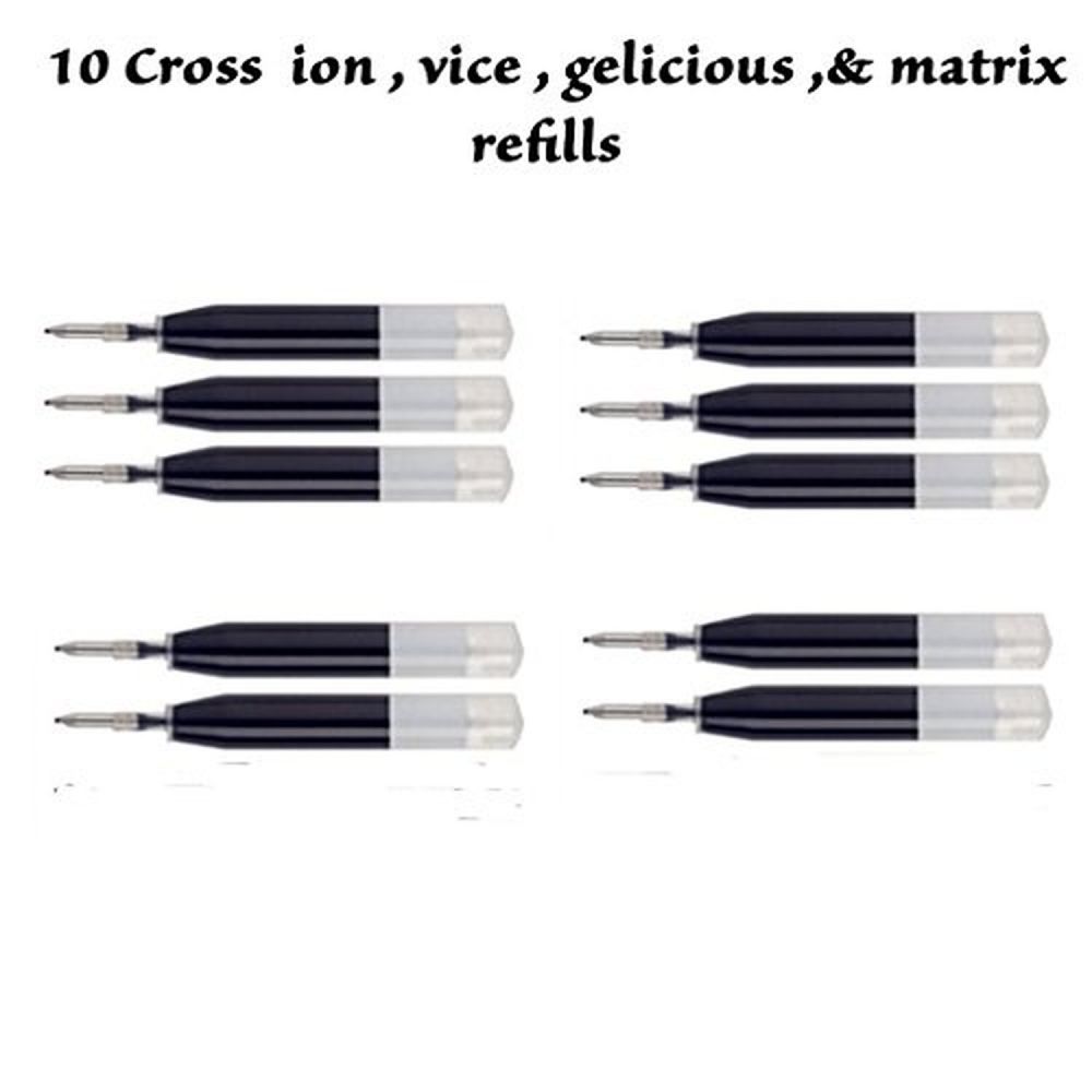 10 Cross Quality Intrepid Blue Rollerball Refills for Ion , Roadster, Vice, Penatia Gelicious, and Matrix Pens. Gel Ink Refills [10 Pack Bulk Pack] - crosspenmall.com