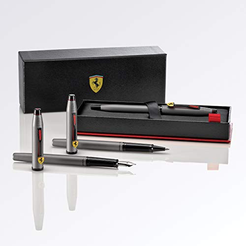 Cross Century II Scuderia Ferrari Fountain Pen, Medium Nib, Includes Luxury Gift Box - Titanium Grey Satin Lacquer Cross