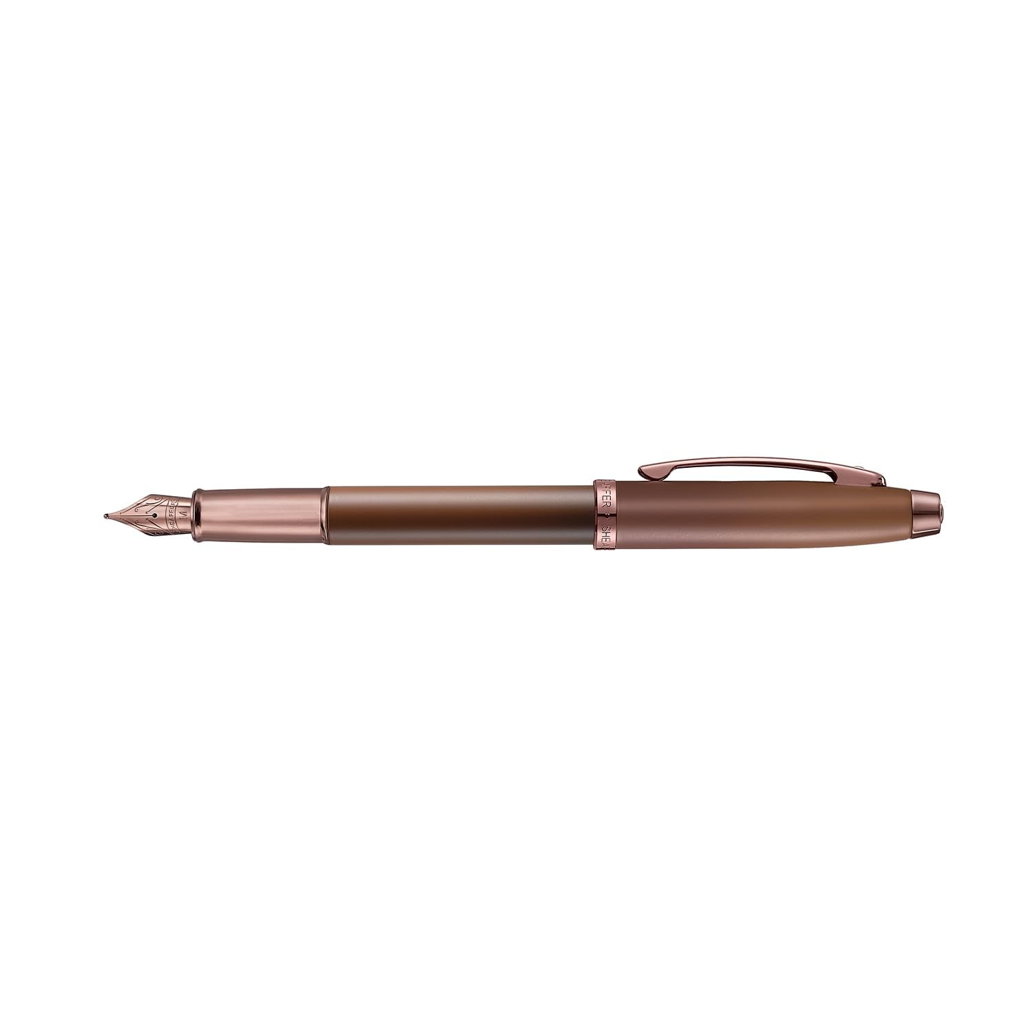 Sheaffer 100 9374 Coffee Edition Matt Brown Fountain Pen with Regal Brown PVD Signature mid band - Medium Point Sheaffer