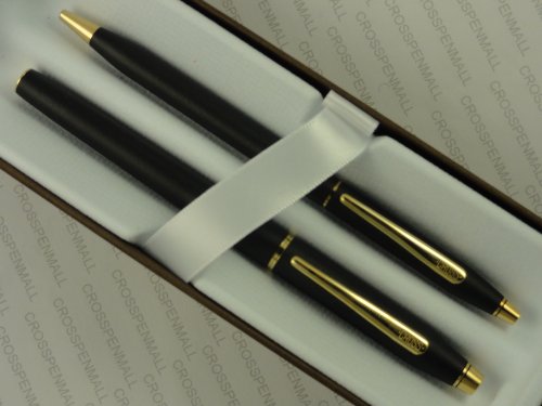 Cross Made in The USA Century Classic Writer's Companion Twin Matte Black and 23k Gel Ink Selectip Rollerball and Ballpoint Pen Gift Combo - crosspenmall.com