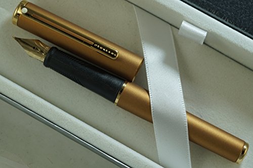 Made in The USA Cross Sheaffer Compact 9005 Bronze with 22KT Gold Trim and Medium Nib, Sleek Fountain Pen and Sheaffer Journal Set Cross