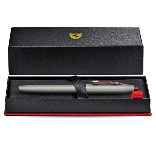 Cross Century II Scuderia Ferrari Fountain Pen, Medium Nib, Includes Luxury Gift Box - Titanium Grey Satin Lacquer Cross