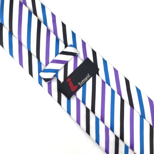 Intrepid USA Classic Corporate Elite White, Oxygen Blue,black & purple Men's Necktie Tie .Handmade 100% Silk Jacquard Woven in unique gift Box .This will fit any outfit.A great gift for any occasion. Intrepid