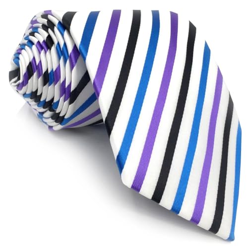 Intrepid USA Classic Corporate Elite White, Oxygen Blue,black & purple Men's Necktie Tie .Handmade 100% Silk Jacquard Woven in unique gift Box .This will fit any outfit.A great gift for any occasion. Intrepid