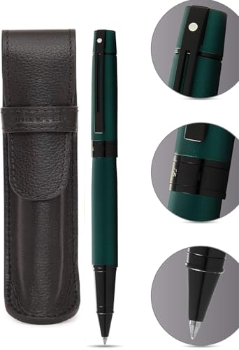 Sheaffer 300 Matte Green Pen with Contrating Black PVD Trims and Matching Pouch gift Set Sheaffer