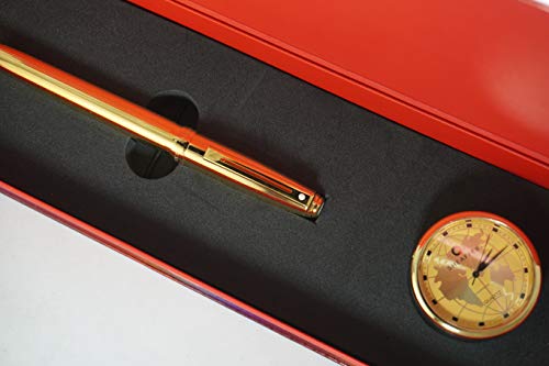 Sheaffer Sinature Limited Collection Prelude with 22KT Gold with 22KT Gold barrel and appointments Rollerball Pen and Matching Desk Clock Sheaffer