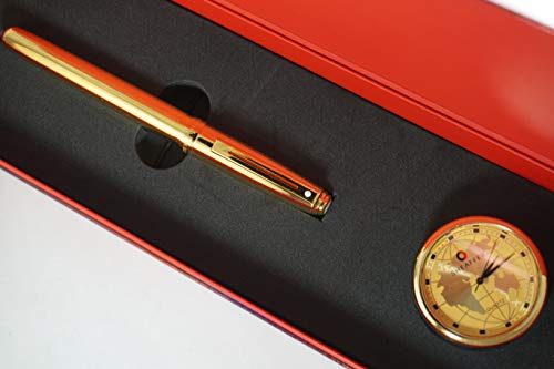 Sheaffer Sinature Limited Collection Prelude with 22KT Gold with 22KT Gold barrel and appointments Rollerball Pen and Matching Desk Clock Sheaffer