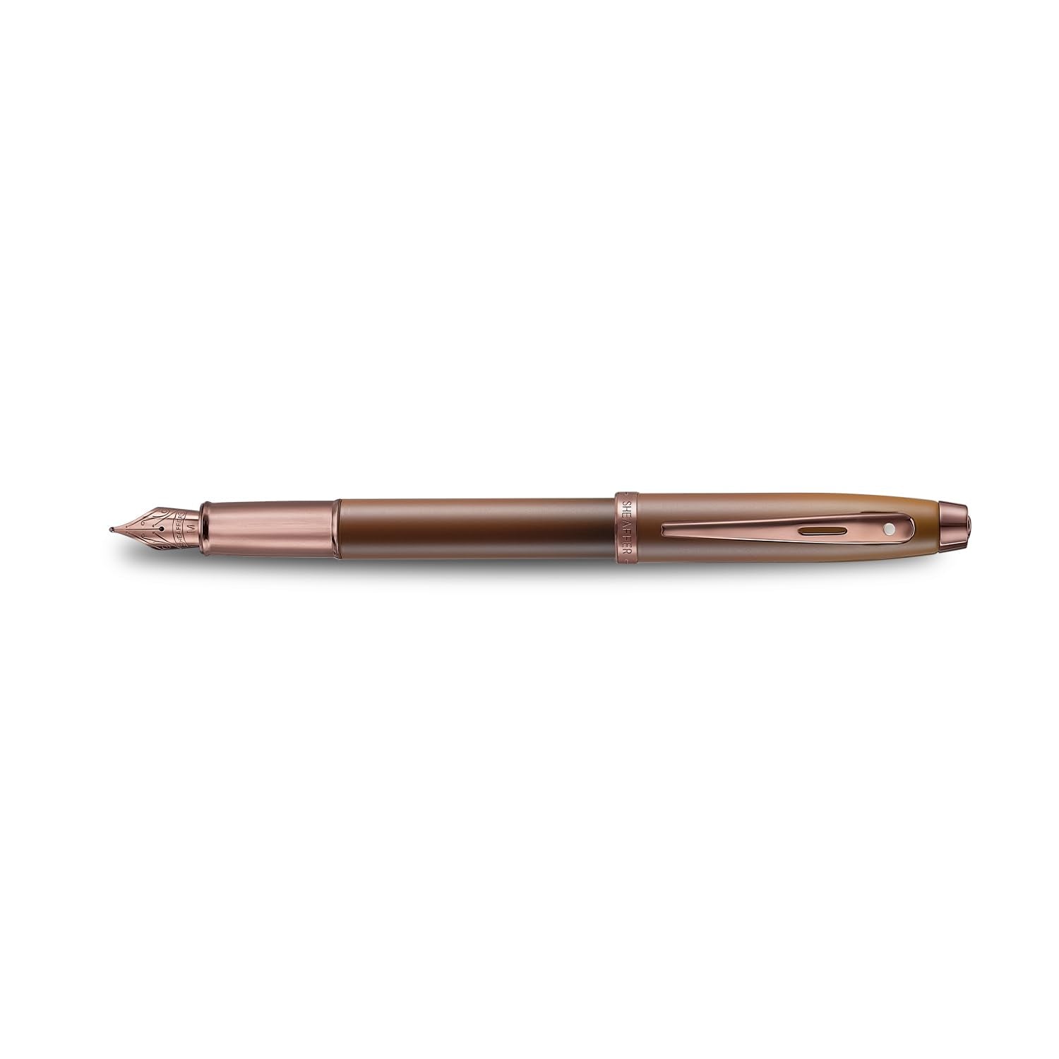 Sheaffer 100 9374 Coffee Edition Matt Brown Fountain Pen with Regal Brown PVD Signature mid band - Medium Point Sheaffer