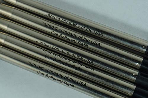 5 Genuine Intrepid Medium point Gel Ink refills for Parker Ballpoint Pens Intrepid Company