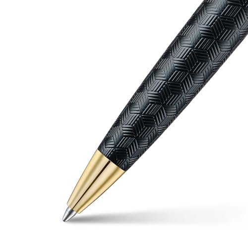 Sheaffer 300 E9347 Engraved Matt Black Barrel and Shiny Chrome Cap with PVD Gold Trims Sheaffer