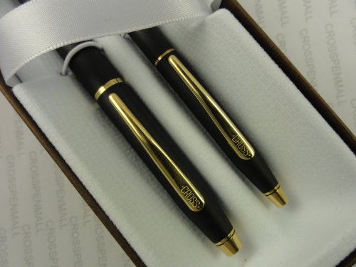 Cross Made in The USA Century Classic Writer's Companion Twin Matte Black and 23k Gel Ink Selectip Rollerball and Ballpoint Pen Gift Combo - crosspenmall.com