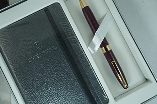 Sheaffer Hand made in USA Legacy Heritage Look of Leather wine burgundy barrel and 22KT Gold Appointments Ballpoint pen Journal set Sheaffer