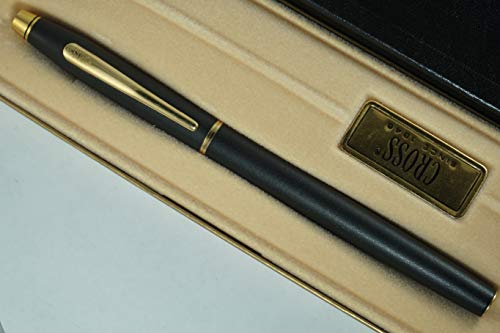 Cross Made in The USA Century Matte Black & 23kt Gold Gel Ink selectip Rollerball Pen in The Original Old Black and Gold Paper Gift Box Cross